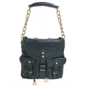 Authentic BALENCIAGA 128520 One handle Chain Mini bag Hand Bag Embossed Leather
